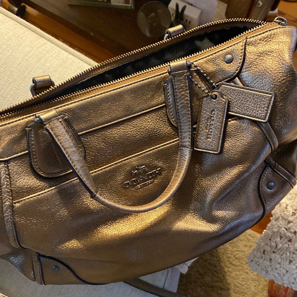 Coach Gold Leather Satchel Bag